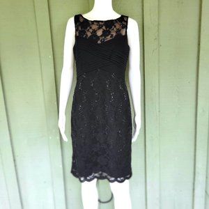 LAUREN RALPH LAUREN Evening Black Lace Sequin Cocktail Dress 6